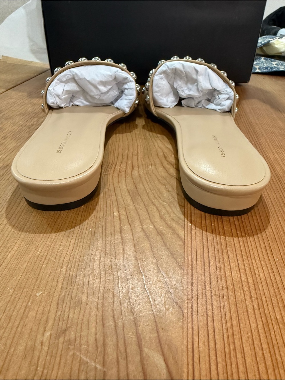 Rebecca Minkoff Tan Studded Slide Sandals - Picture 4 of 10